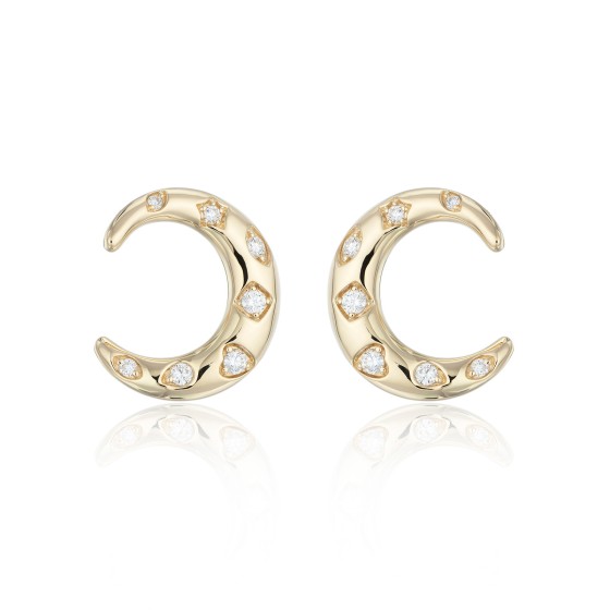 18ct Yellow Gold Round Brilliant 0.42ct Diamond Open Circle Earrings