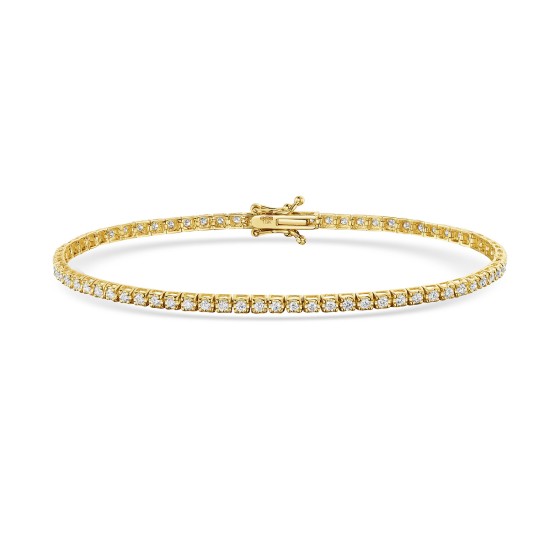 18ct Yellow Gold Brilliant Cut 1.25ct Diamond Tennis Bracelet