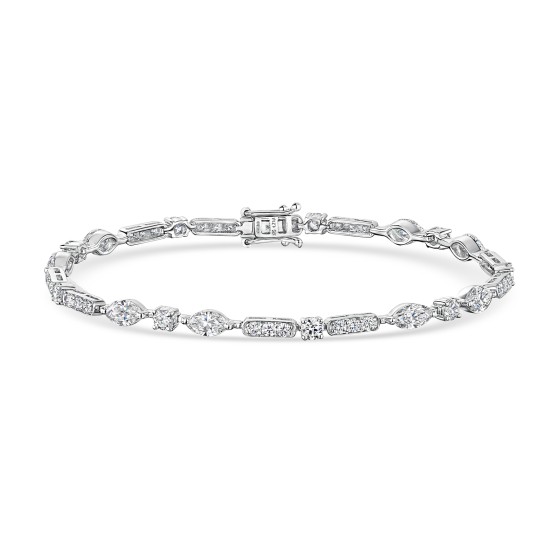 9ct White Gold Mixed Cut 4.21ct Diamond Bracelet