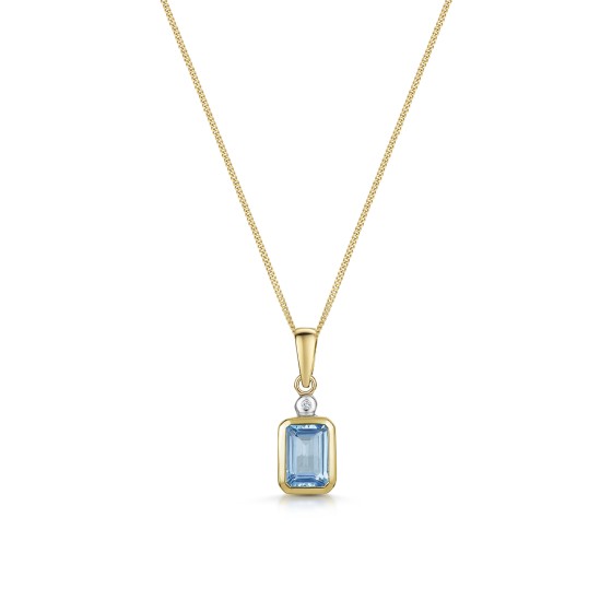 9ct Yellow Gold 0.85ct Blue Topaz Pendant