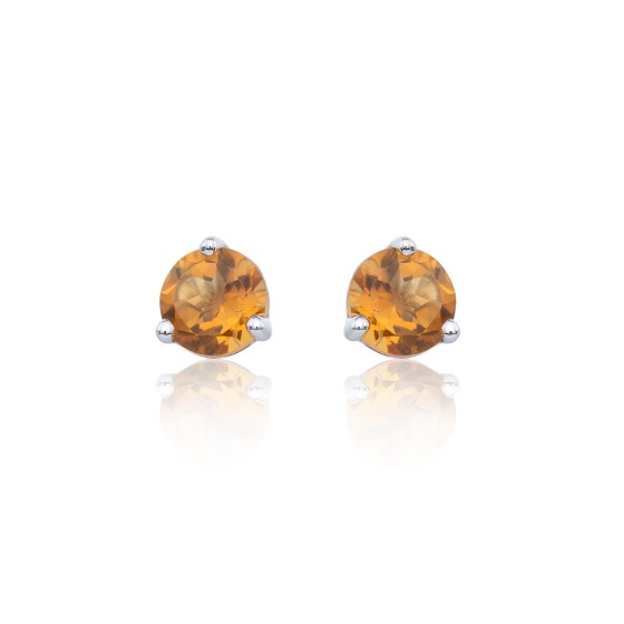 9ct White Gold Citrine Stud Earrings