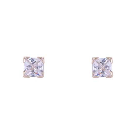 9ct Yellow Gold Princess Cut Cubic Zirconia Stud Earrings