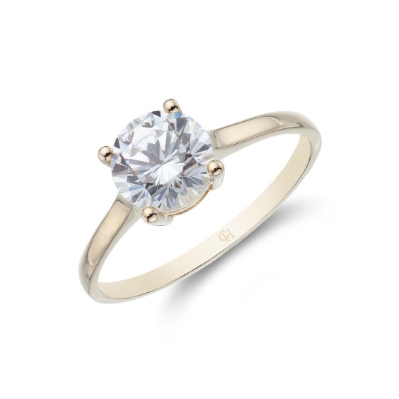 9ct Yellow Gold Brilliant Cut Cubic Zirconia Solitaire Ring