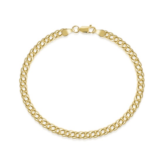9ct Yellow Gold Diamond Cut Double Curb Bracelet