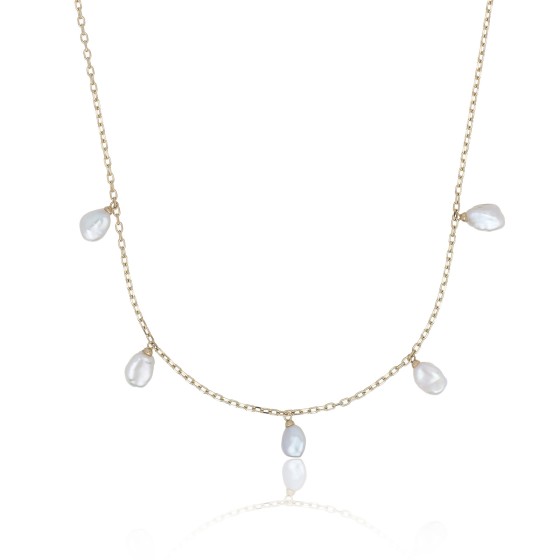 9ct Yellow Gold Baroque Pearl Necklace