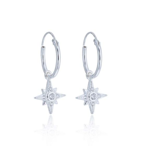 Sterling Silver Celestial Star Drop Earrings 