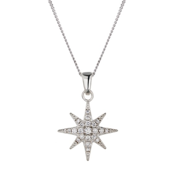 Silver Cubic Zirconia Star Pendant