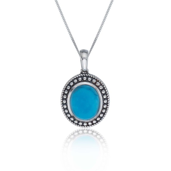 Sterling Silver Turquoise Fancy Milgrain Pendant