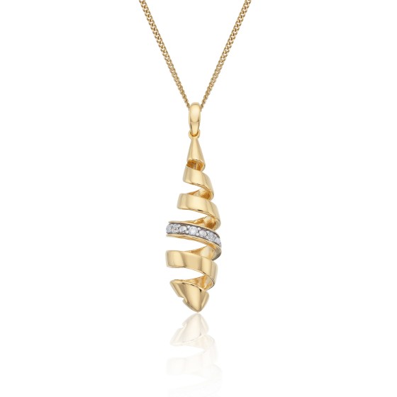 Yellow Gold Plated Cubic Zirconia Spiral Drop Pendant