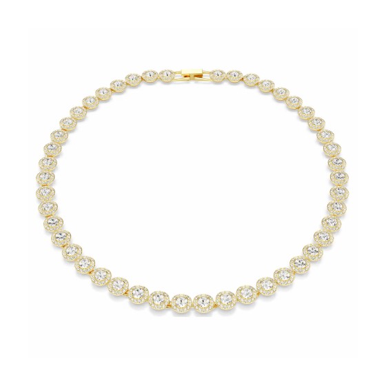 Swarovski Una Angelic Round Cut Gold Tone Plated Tennis Necklace 5720505