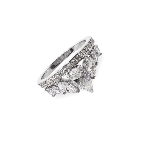 Carat* London Solana Sterling Silver Pear and Marquise Cut Cubic Zirconia Ring CR925W-SOLA-5