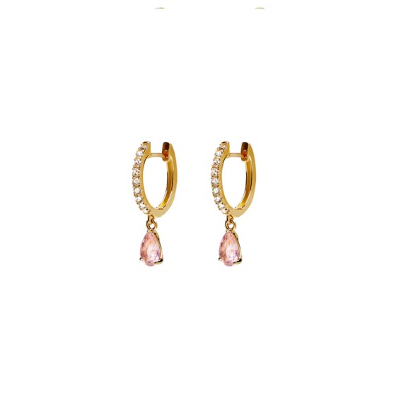 Carat* London Yellow Gold Plated Leni Hoop Morganite Earrings CE925Y-LENI-MG