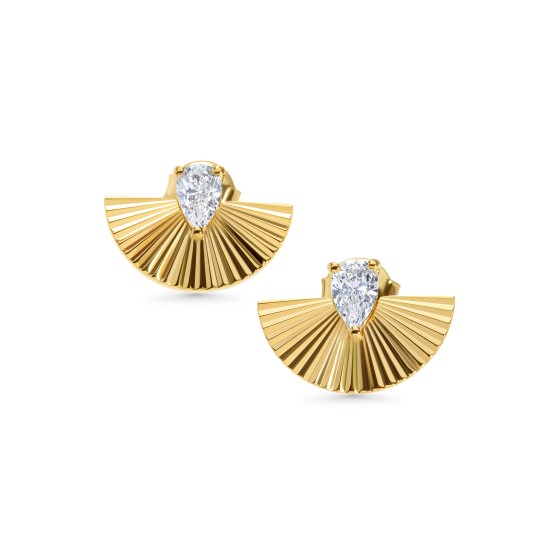 CARAT* Celine Pear Cut Cubic Zirconia Gold Vermeil Fan Earrings CE925Y-CELE