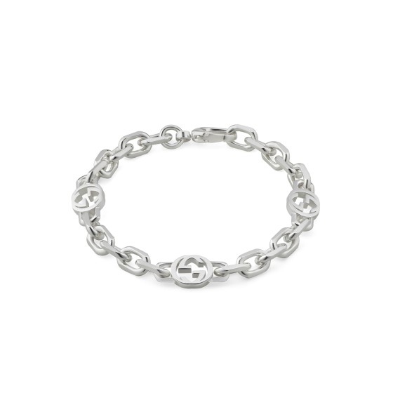 Gucci Interlocking Silver Chain Bracelet YBA620798002 - Size L