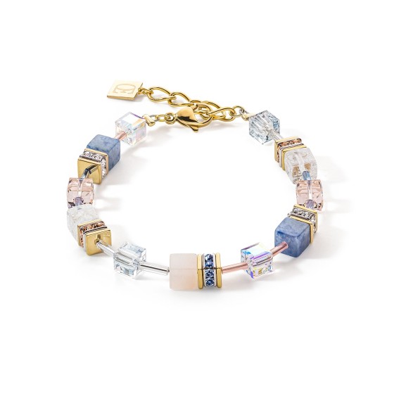 Ladies Coeur de Lion Yellow Gold  Pastel Blue Pink Mixed Bracelet 4605/30-0720