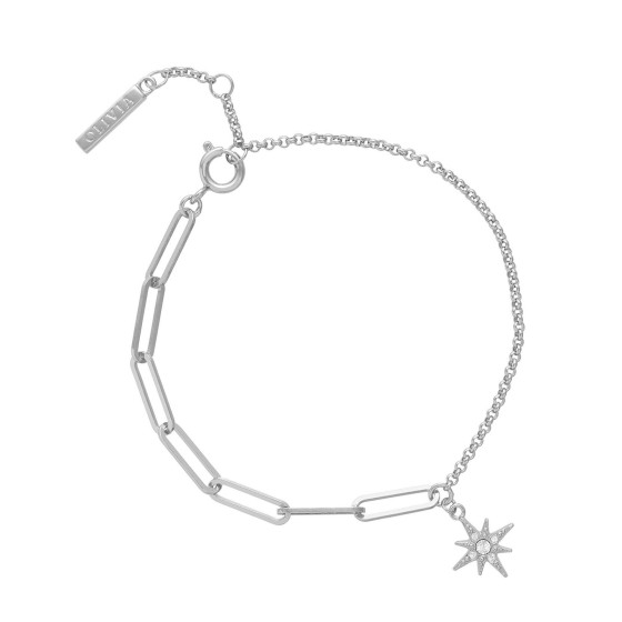 Olivia Burton Celestial Ladies Bracelet OBJCLB48 Stone Set SS Tone