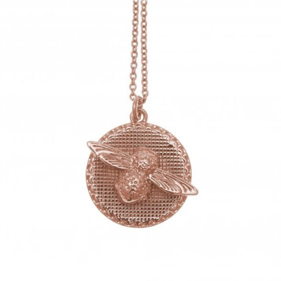 Olivia Burton 3D Bee Moulded Coin Womens Necklace OBJ16AMN09 Rose Gold