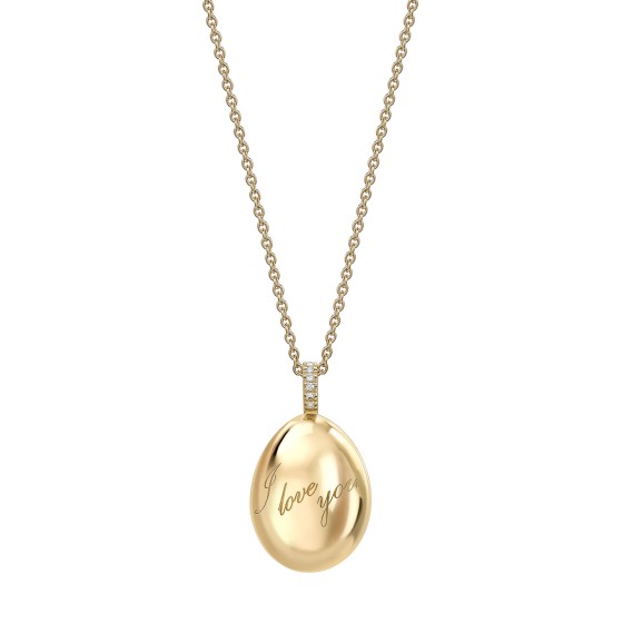 Fabergé Essence Yellow Gold I Love You Egg Pendant 1