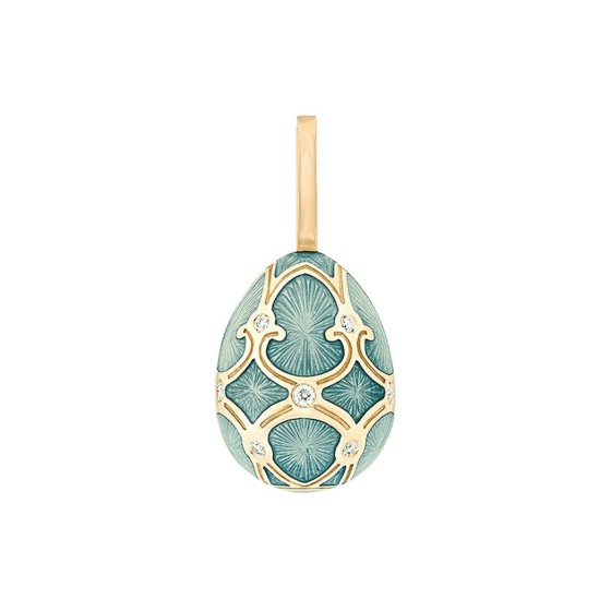 Faberg&eacute; Heritage Yellow Gold Diamond & Turquoise Guilloch&eacute; Enamel Egg Charm 701EC1357