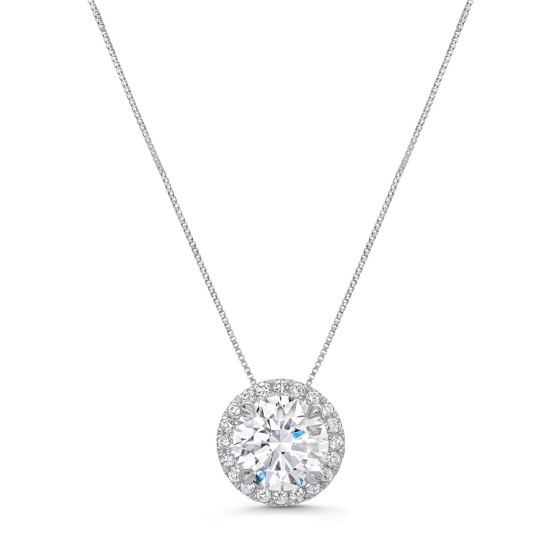 18ct White Gold Lab Grown 2.25ct Round Brilliant Diamond Pendant