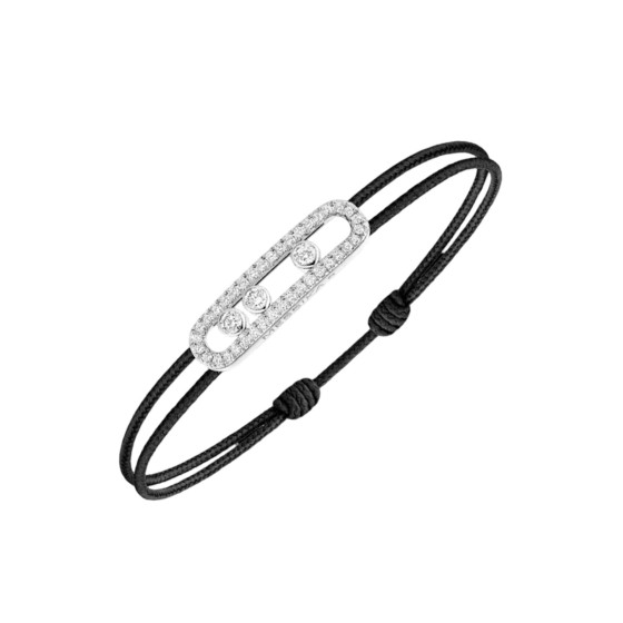 Messika Care(s) 18ct White Gold 0.26ct Diamond Black Cord Bracelet 14141-WG