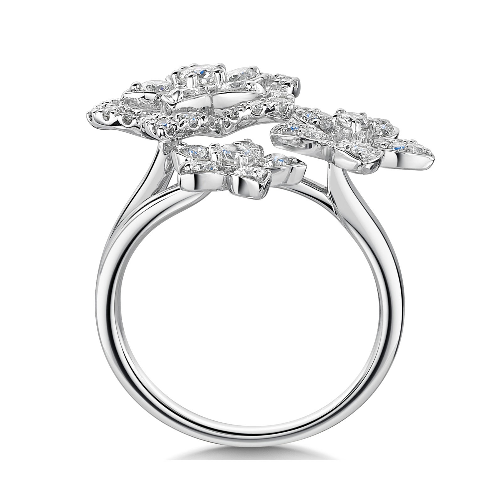 18ct White Gold Round Brilliant 1.00ct Diamond Flower Dress Ring