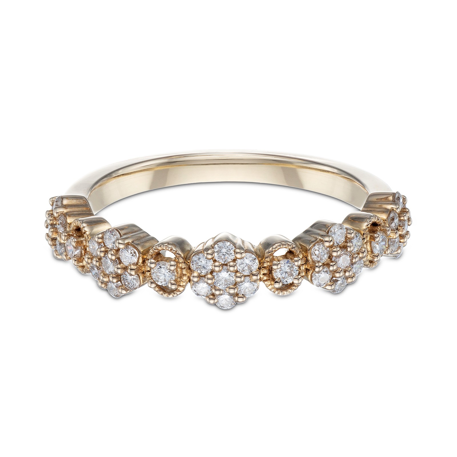 9ct Yellow Gold 0.34ct Diamond Flower Cluster Eternity Ring
