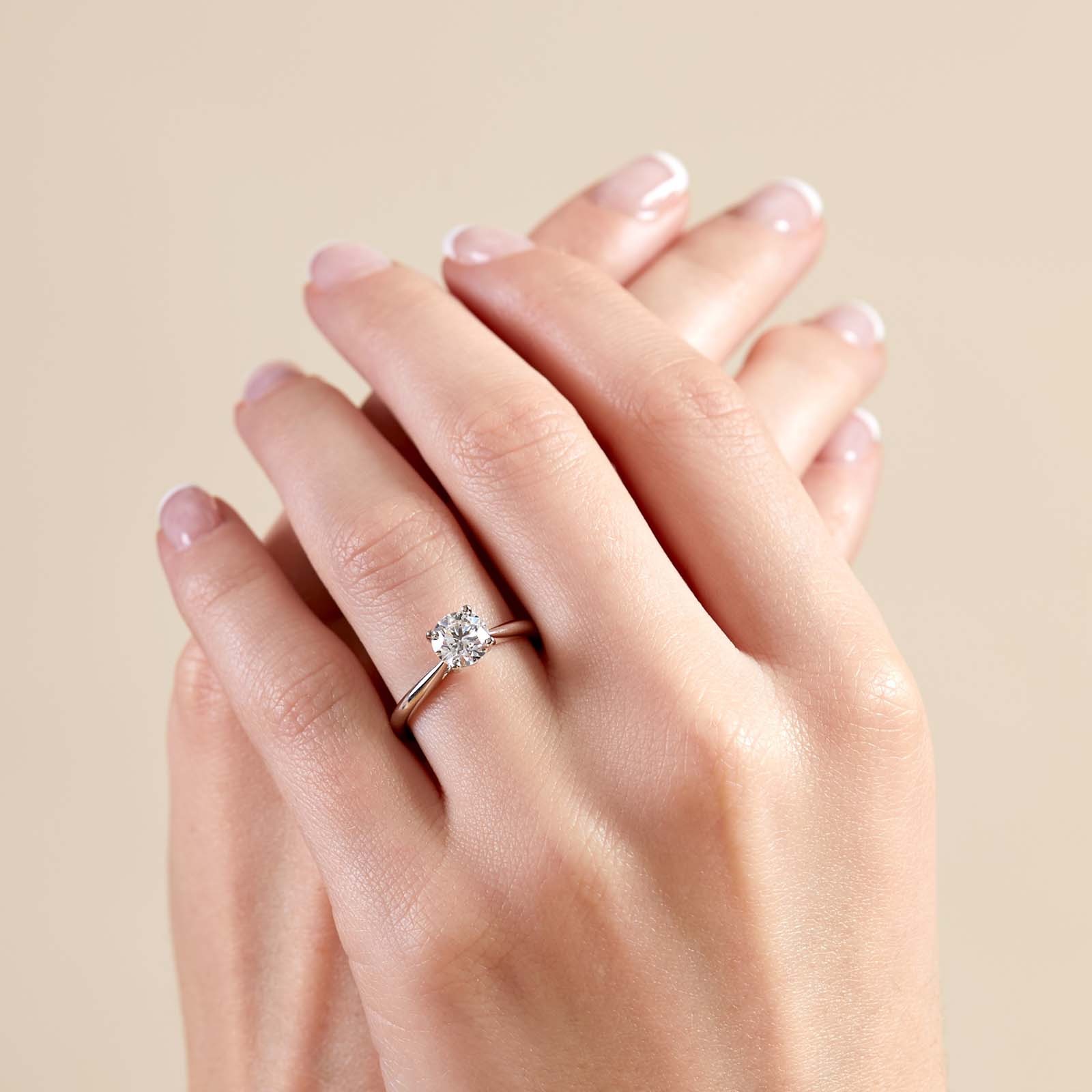 Platinum Round Brilliant Cut 1.00ct Lab Diamond Solitaire Ring