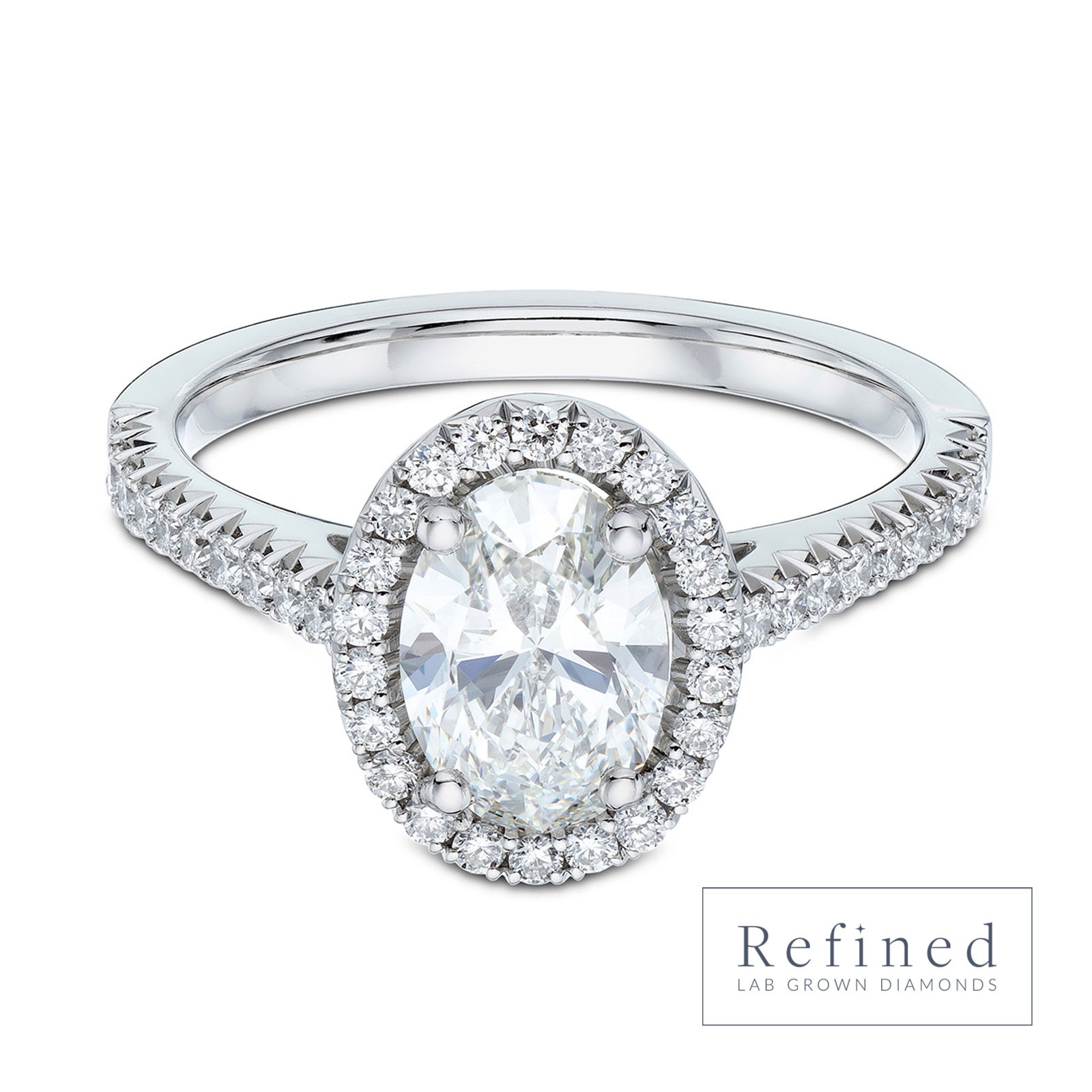 Platinum Oval Cut 1.20ct Lab Grown Diamond Halo Ring