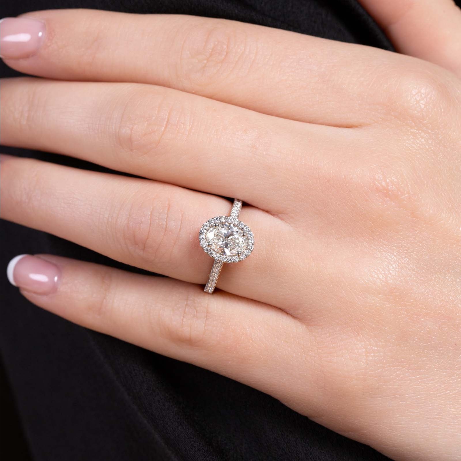 Platinum Oval Cut 1.20ct Lab Grown Diamond Halo Ring