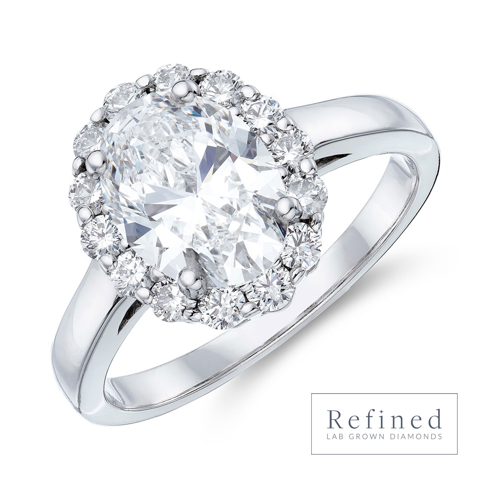 18ct White Gold Oval Cut Lab Grown Diamond Solitaire Ring