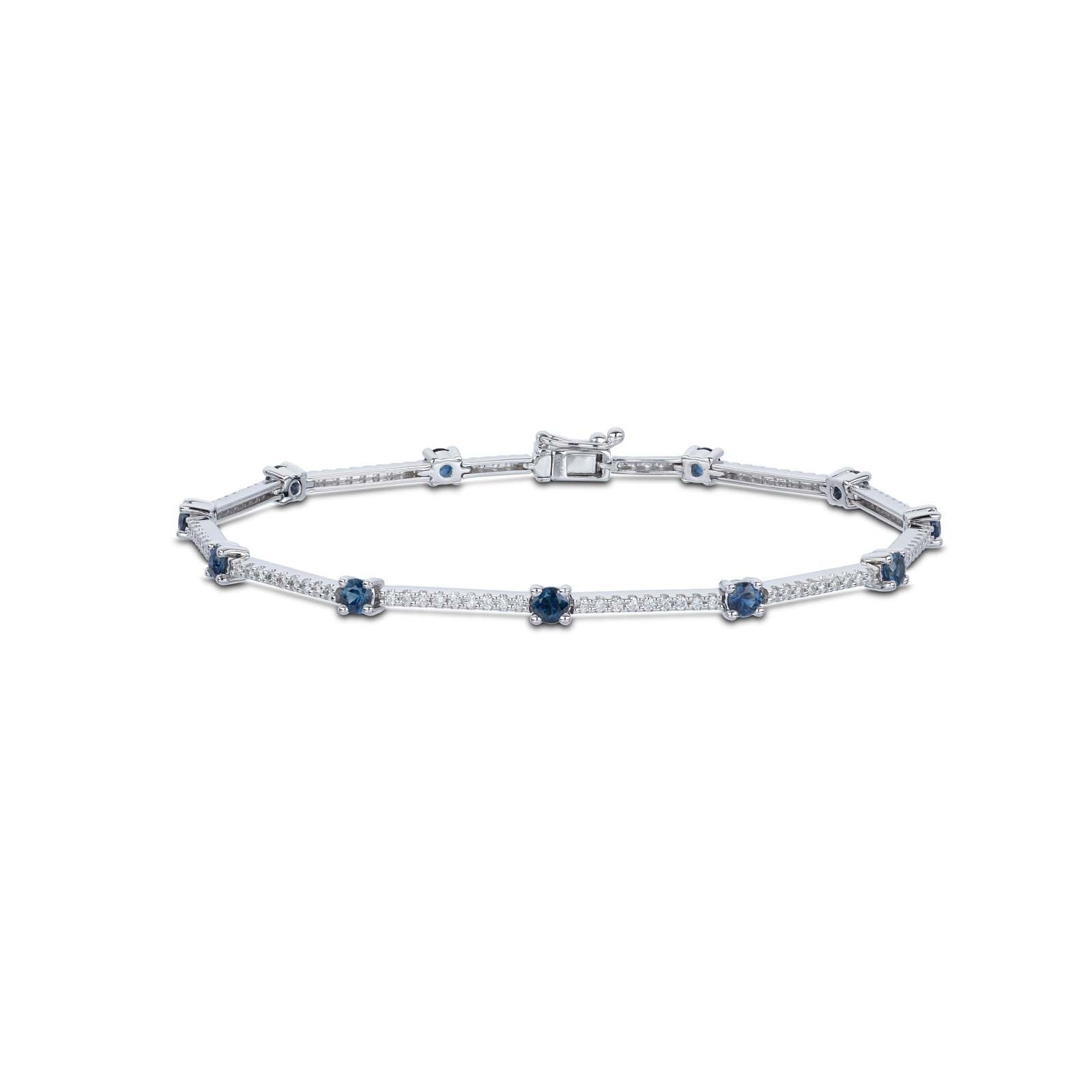 9ct White Gold Diamond and Sapphire Bracelet