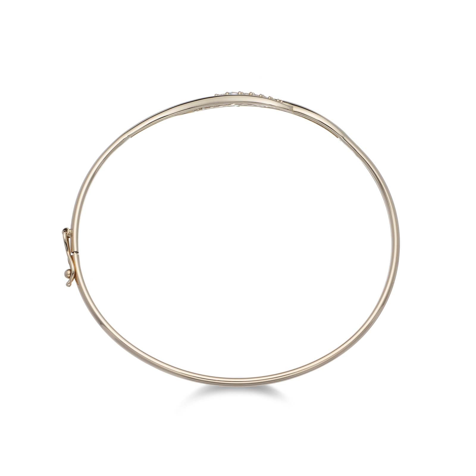 9ct Yellow Gold Cubic Zirconia Wave Bangle