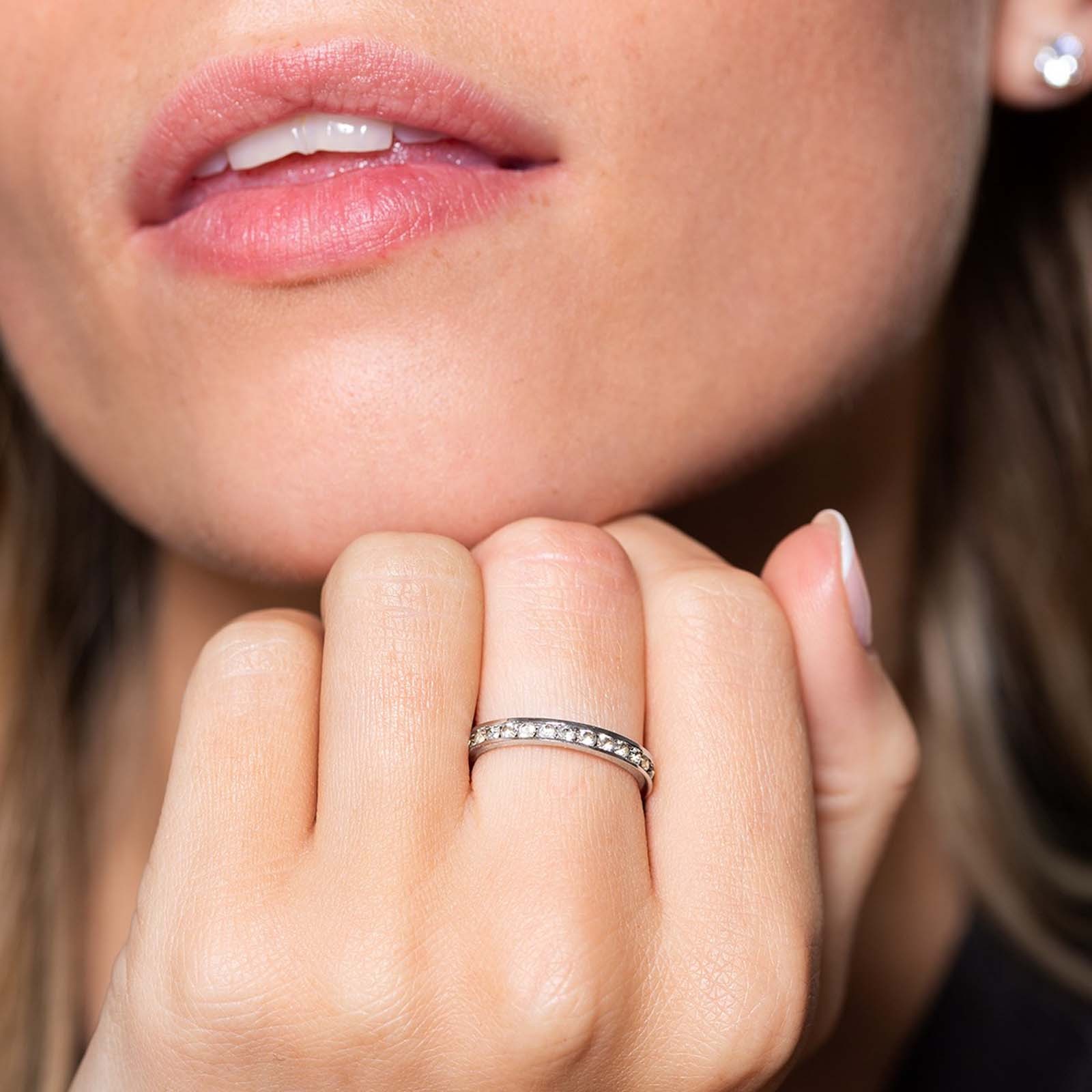 Silver Cubic Zirconia Eternity Ring