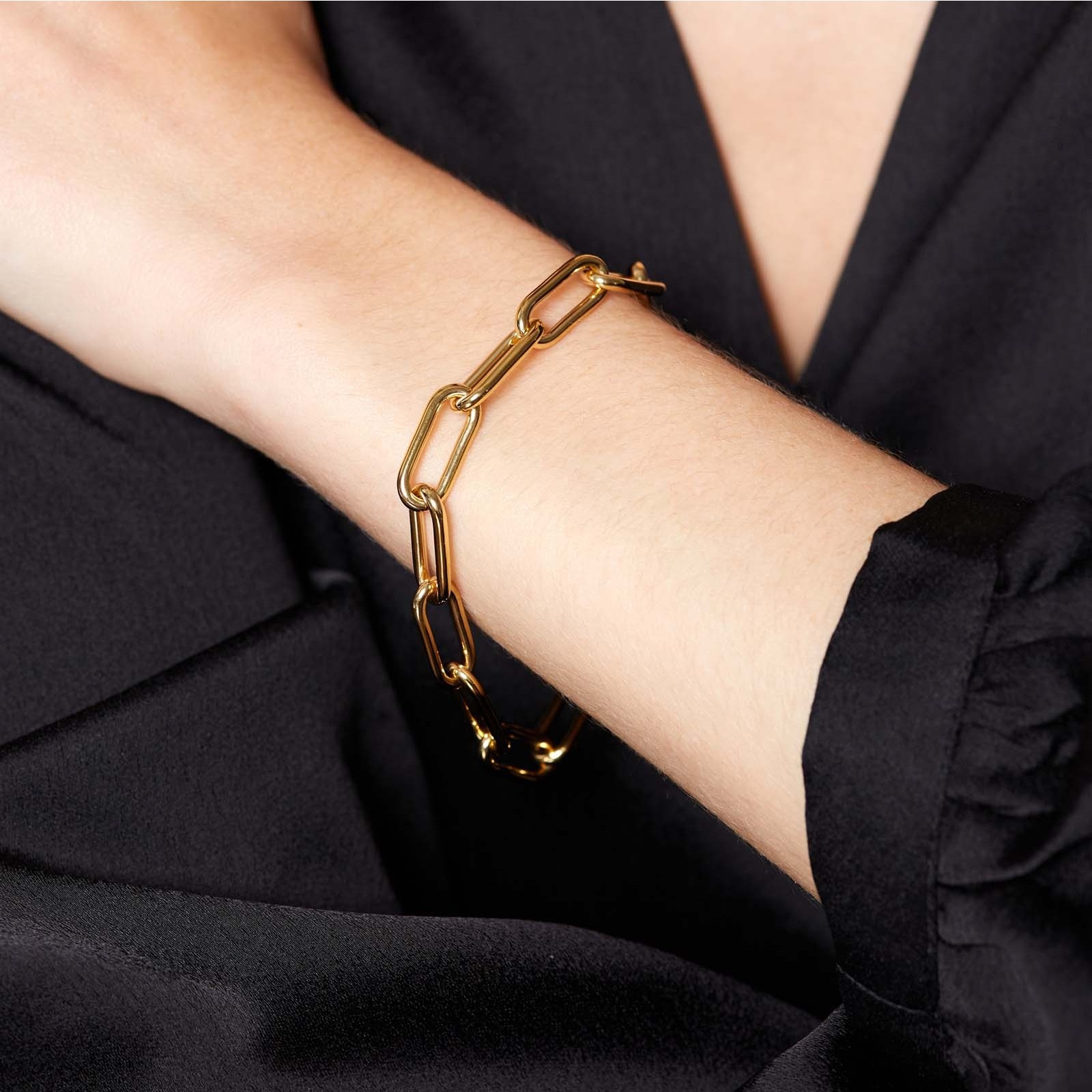 Yellow Gold Plated Graduated Link Bracelet