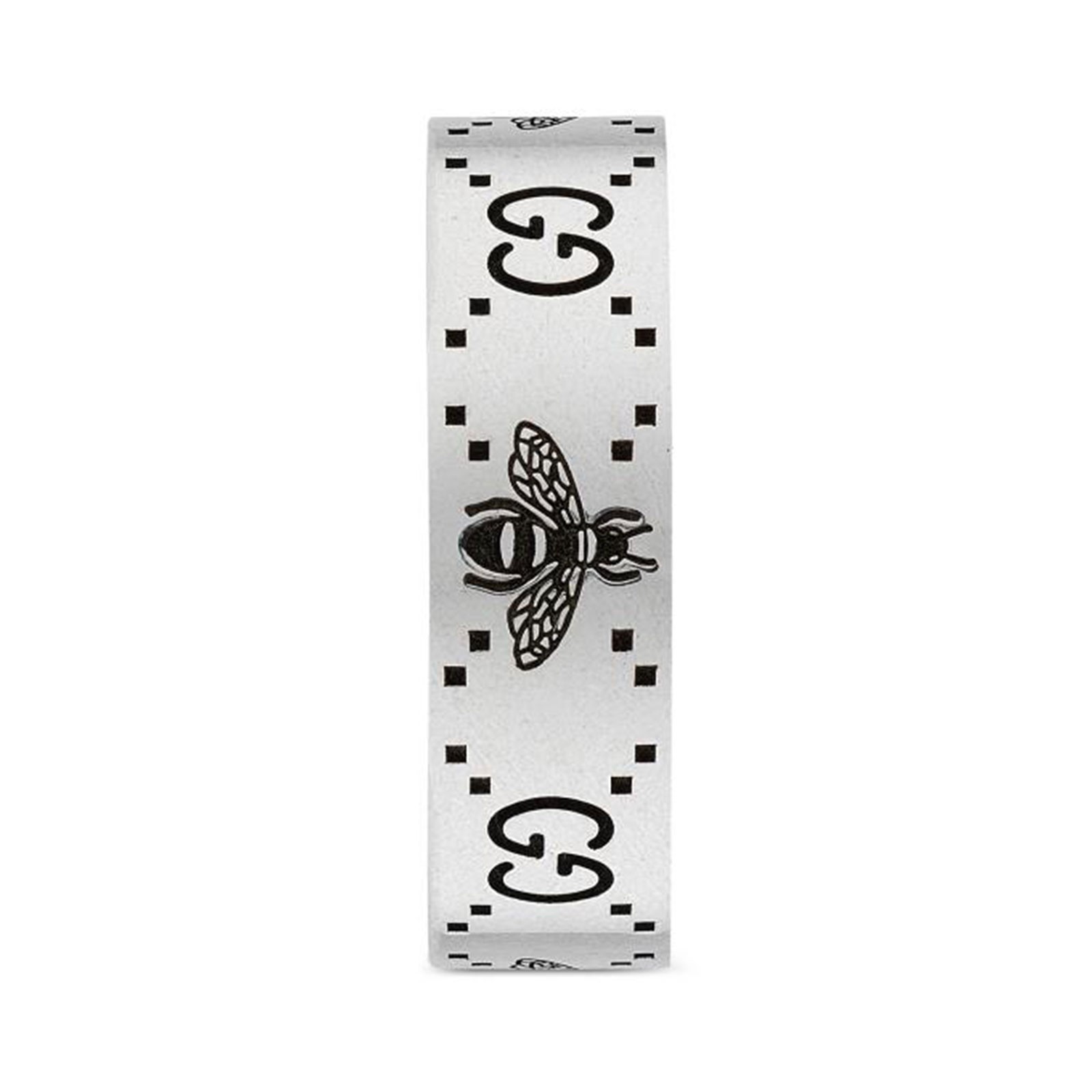 Gucci Signature Sterling Silver Bee Motif 6mm Ring YBC728389002