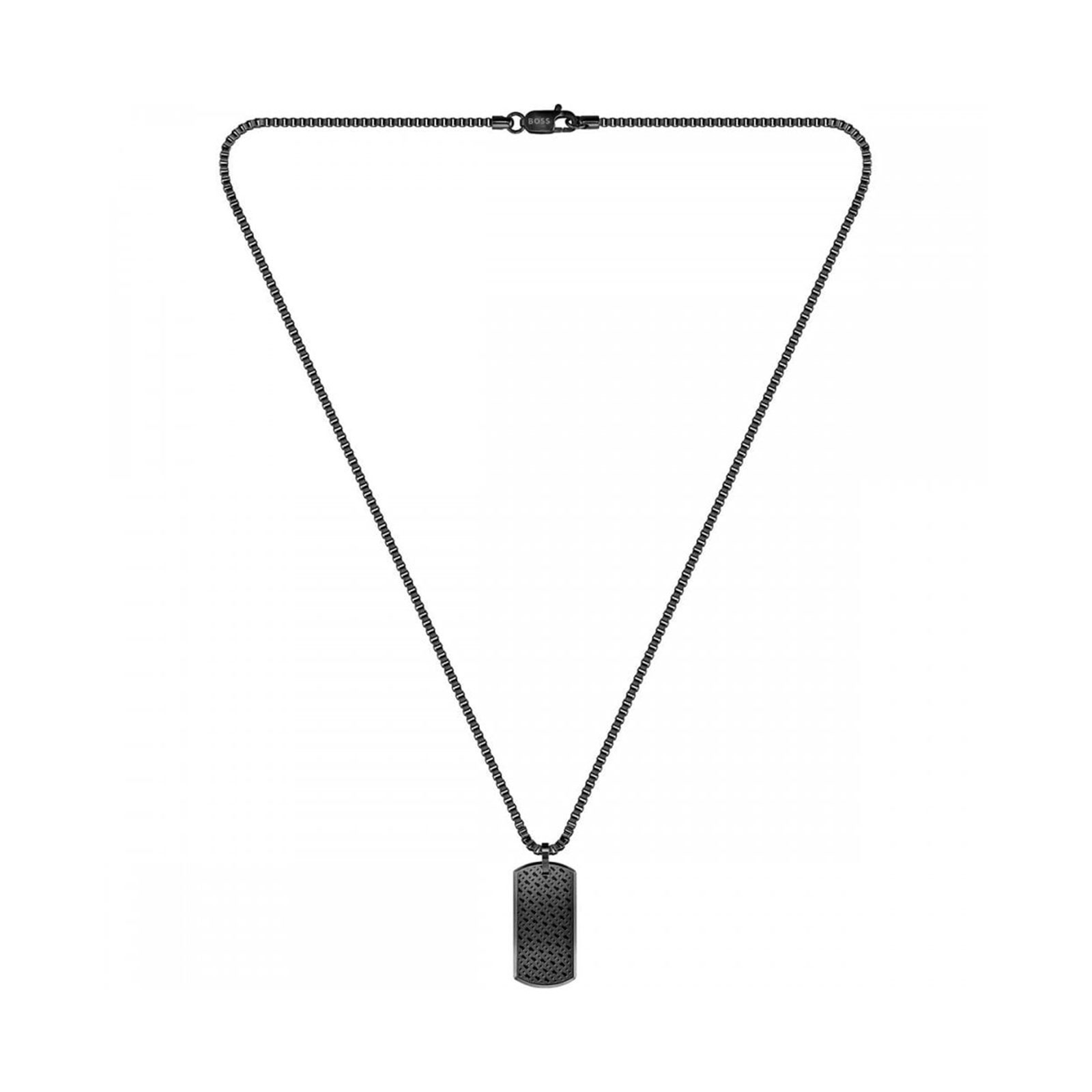 BOSS Devon Black IP Tag Necklace 1580577