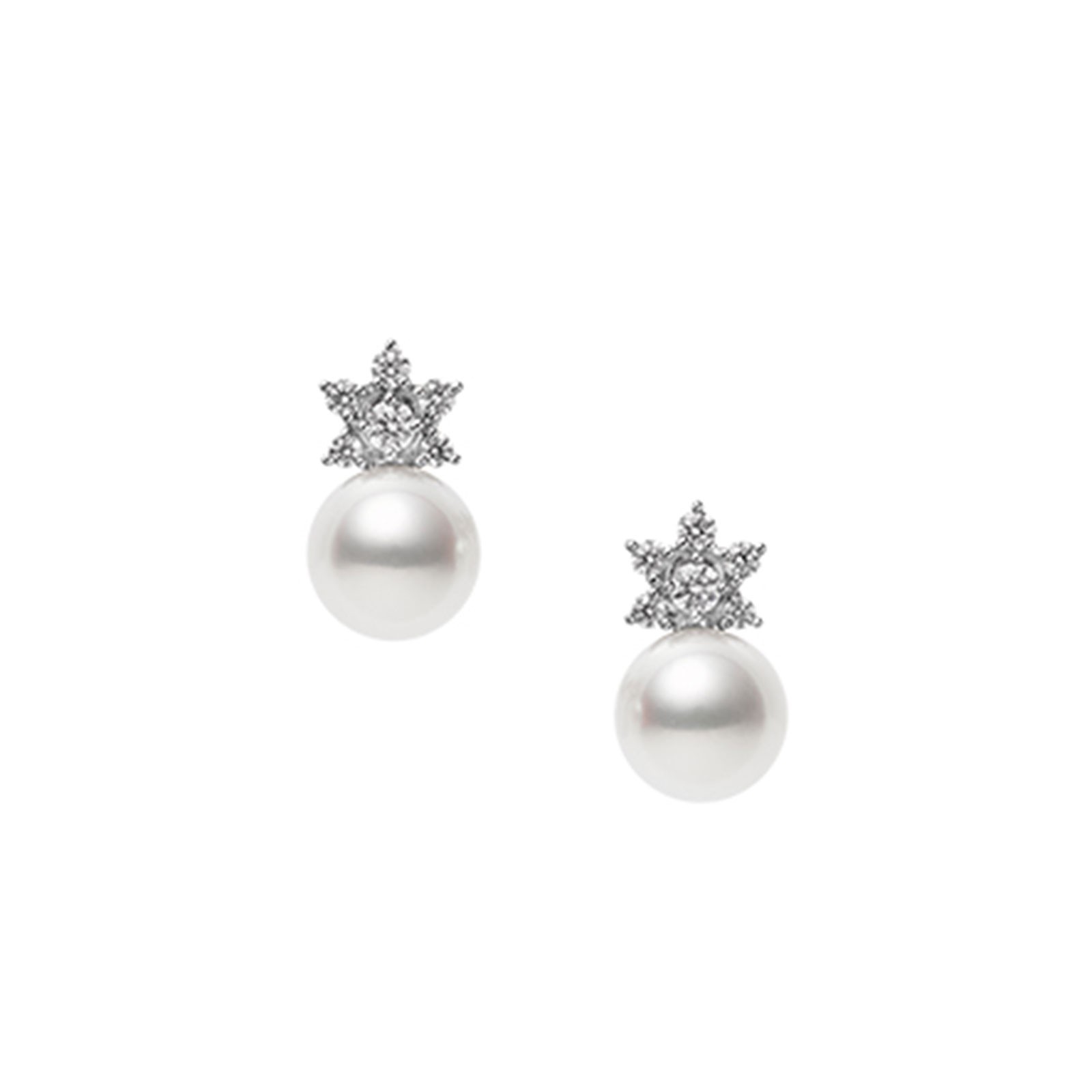 Mikimoto 18karat White Gold Pearl And Diamond Earrings in Natural  Lyst
