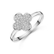 9ct White Gold 0.20ct Diamond Cluster Clover Ring