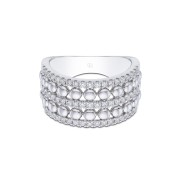 18ct White Gold Round Brilliant 0.50ct Fancy Double Row Bead Style Diamond Ring