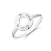 18ct White Gold Round Brilliant Diamond 0.10ct Open Circle Ring