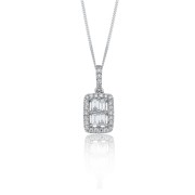 9ct White Gold Baguette 0.45ct Diamond Cluster Pendant