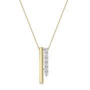 9ct Yellow Gold Round Brilliant 0.25ct Diamond Double Bar Drop Pendant