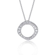 18ct White Gold Brilliant Cut Diamond 1.20ct Twisted Circle Pendant 