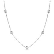 9ct White Gold Rub Over Staggered 0.40ct Diamond Necklet