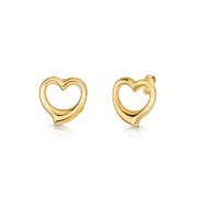 9ct Yellow Gold Polished Open Heart Stud Earrings