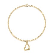 9ct Yellow Gold Polished Open Heart Bracelet
