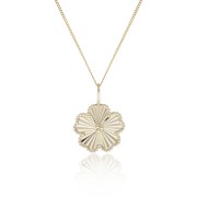 Yellow Gold Plated Textured Flower Pendant Necklace