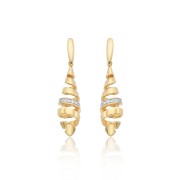 Yellow Gold Plated Cubic Zirconia Spiral Drop Earrings