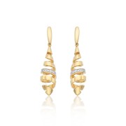 Yellow Gold Plated Cubic Zirconia Spiral Drop Earrings